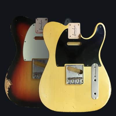 Made to Order - FRANCHIN Mars guitar body Relic Aged 100% Nitro Lacquer (Butterscotch/ Sunburst/ Black/ White/ Blue/ Green/ Yellow/ Red/ Pink/ Burgundy/ Purple/ Gold/ Silver, etc.) Basswood Poplar Telecaster-Tele-T-Style Made in Italy image 1