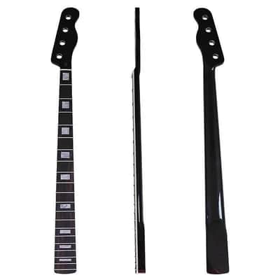 Glossy Black 4 String Bass Tele Style Maple Neck, Rosewood 20 Frets Fretboard