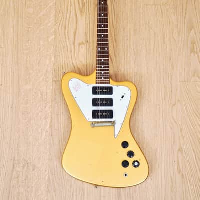 1980s Burny FB-85 F-Bird III Vintage Electric Guitar Gold Mist Poly P-90s, Japan image 2