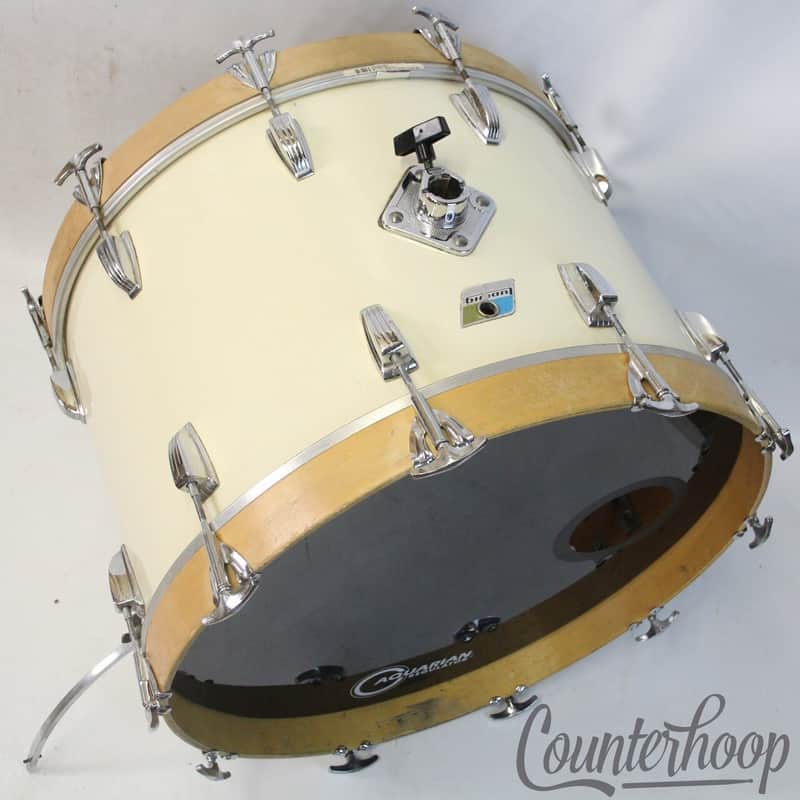 *Ludwig 22x14"Bass Drum White Cortex Vintage 70s 3Ply Mahogany/Maple Blue/Olive* image 1