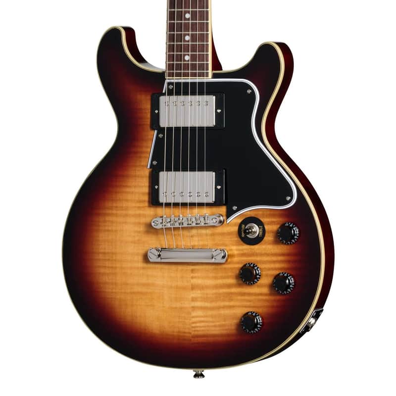 Epiphone Les Paul Special Double Cut Figured Guitar w/ Humbucker Pickups & Gig Bag - Bourbon Burst image 1