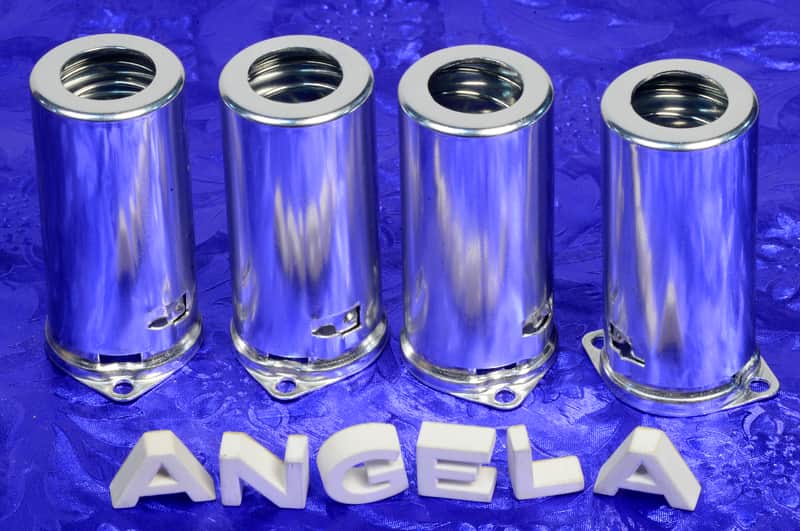 Four Polished Aluminum Medium Nine Pin J-Slot/Bayonet Spring Loaded Tube Shields For 12AX7A New image 1