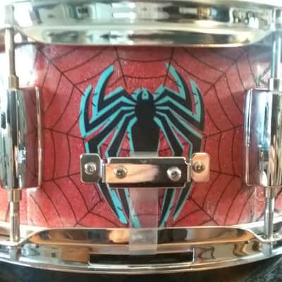 Mapex Assaulted Battery custom Spider-man themed graphics over a red sparkle finish. custom Spider-man multi layer image 6