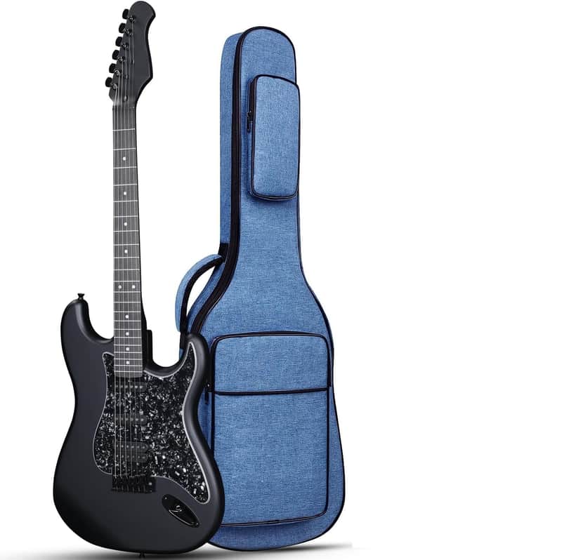 Electric Guitar 4/4 Full Size, Pickup, for Beginners Starter Pack with 12 Accessories, Ideal Kids Electric Guitar Kit 12+ Years (Black) image 1