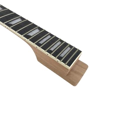 22 fret electric guitar neck 24.75 inch Mahogany wood Rosewood Fretboard white trapezoid inlay Unfinished image 4