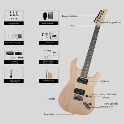 Glarry DIY GST HH Pickup Electric Guitar Kit image 7