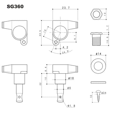 Gotoh SG360-07 Tuners Schaller Style Mini Keys Set L3+R3 w/ screws 3x3 - CHROME image 3