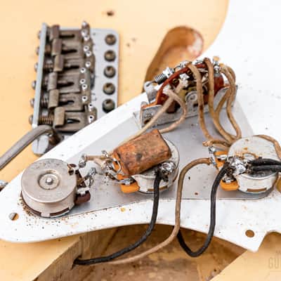 1956 Fender Stratocaster Vintage Guitar One-Piece Ash, Blonde w/ V Neck & Tweed Case image 22