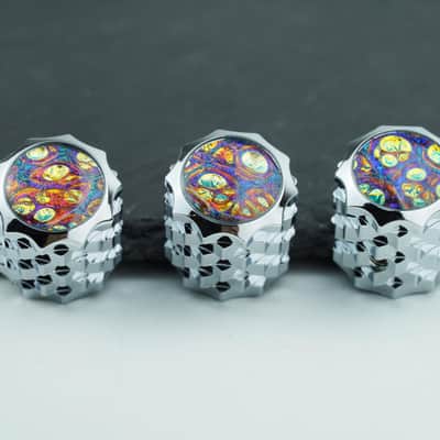 Guitar Potentiometer Control Knobs with 6.3mm Dia. Shaft Pots, 3PCS Gold Foil Vein Nori Aluminium Alloy Speed Tone Volume Switch Knob for Electric Guitar Precision Bass, CKB028-D Chrome image 1