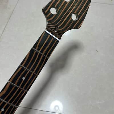 5 String Jazz Bass Style Zebra Wood Neckm 20 Frets Fingerboard image 4