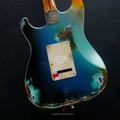 Fender Stratocaster HSS Galaxy Blue Aged Relic by East Gloves Customs (RARE) image 3