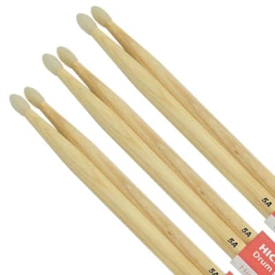 Chord HICKORY Drumstick 5A NYLON TIP Bundle of 3 Pairs image 2