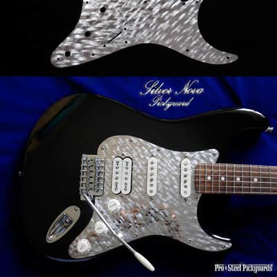 Silver Nova Stainless Steel Pickguard for Fender Stratocaster HSS Pro Steel Chrome Metal Strat Guard image 14