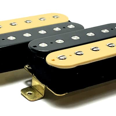 Dragonfire Mod Bucker Pickup Set, Passive Ceramic Modern Humbuckers ~ Zebra Cream Black Set Style #2 image 1
