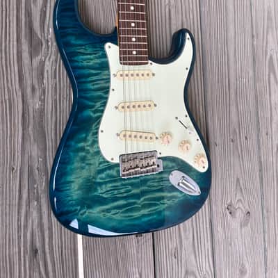 Fender ST-62QM  Stratocaster Reissue MIJ Japan, transparent Blue quilted top rosewood image 7
