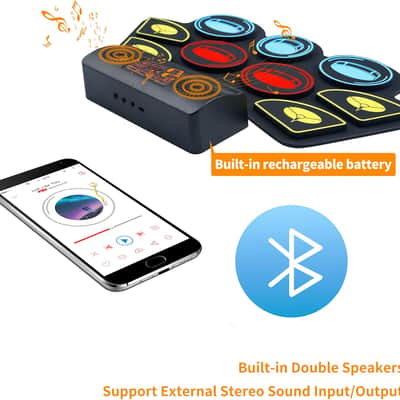 Electric Drum Set for Kids, Electronic Drum Pad with Light Up Drumsticks and Drum Stand, Bulit-in Double Speakers and Rechargeable Battery, Kids Drum Set with LED Drumsticks, 9 Pads Digital Drum Kit image 3