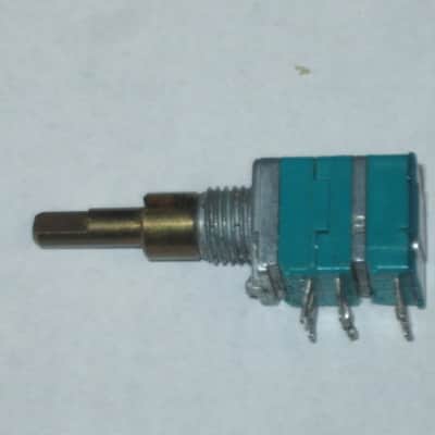 used (is fine & works) Boss MIDDLE / MID FREQ potentiometer [ upper part : 50 30C 04 5F / lower part: 10 4w 04 5F ] + nut and two piece knob (controls) taken off of MT-2 Metal Zone (pedal NOT included) 2000s / 2010 (teal rectangle shape, stacked) image 10