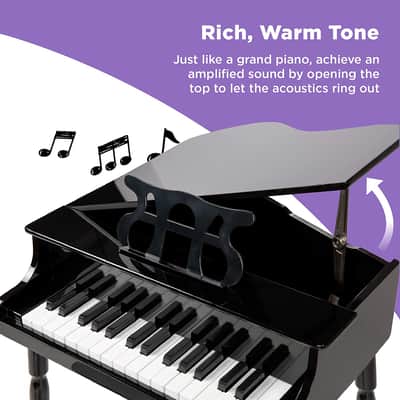 Classic Wooden 30-Key Mini Grand Piano Musical Instrument For Kids with Bench Black image 4