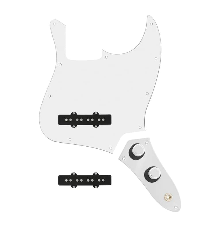 920D Custom Jazz Bass Loaded Pickguard With Pocket (Vintage) Pickups, White Pickguard, and JB-CON-CH-BK-T Control Plate image 1