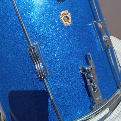 1960s Ludwig 15x12 Blue Sparkle Marching Snare Pre Serial Keystone  3 Ply image 17