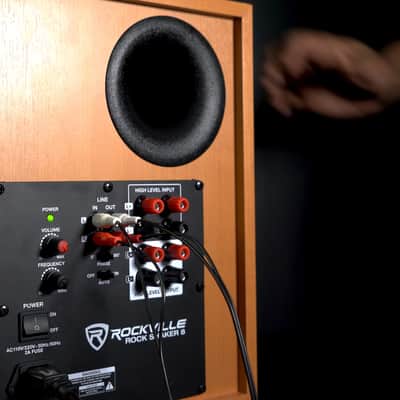 Rockville Rock Shaker 8" Classic Wood 400w Powered Home Theater Subwoofer Sub image 7