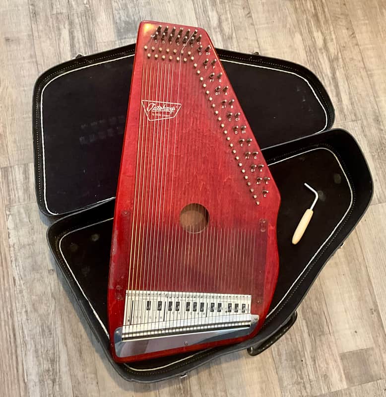 Oscar Schmidt 36-String Angel Harp - Red - w/ Case image 1
