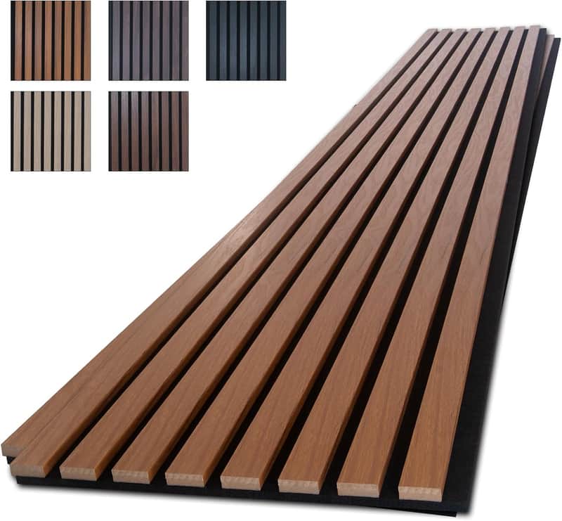 Wood Panels for Wall, 4-Piece 96" x 12.6" Soundproof Wood Slat Wall Panel for Interior Wall Decor Noise Cancelling, Acoustic Wall Panels, Sound Absorbing Panel image 1