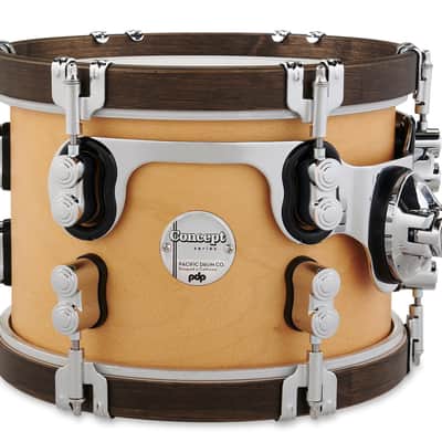 PDP Concept Classic 7x10 Natural Stain Tom with Walnut Stain Hoops image 2
