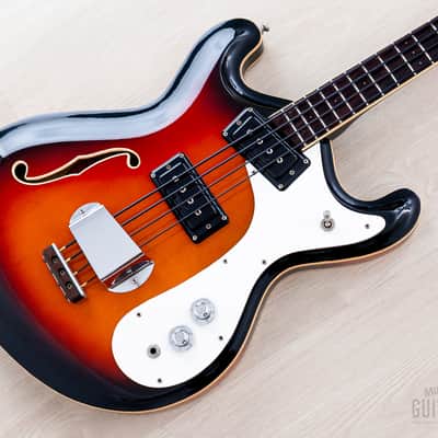 1966 Mosrite Combo Vintage Semi-Hollow Bass Sunburst, Near-Mint w/ Case, Hangtag image 1