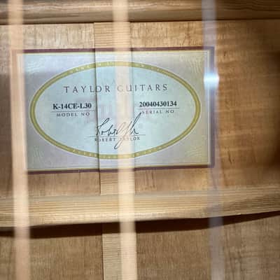 Taylor Grand Auditorium K-14ce-L30 30th Anniversary 2004 - Koa Natural image 14