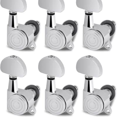 Locking Guitar String Tuning Pegs Tuning Keys Machine Heads Tuners 1:18 Gear Ratio 6 In Line for Right Handed Electric Guitar or Acoustic Guitar Parts Accessories Half Round Head Chrome. image 1