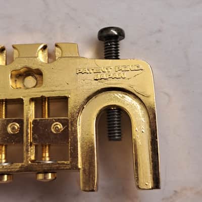 Ibanez Rare Vintage Short Stop Schaller Style Wraparound Guitar Bridge - Patent Pending Japan-70's - 90's - Gold Finish image 4