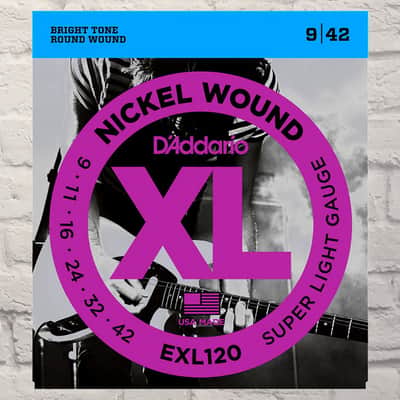 D'Addario EXL120 Super Light Nickel Wound Electric Guitar Strings 9-42 image 1