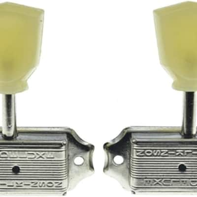 Nickel with Vintage Button 3x3 Deluxe Vintage Tuners Guitar Tuning Keys Machine Heads with Plastic Keystone Buttons for Les Paul/SG/ES, (K1948) image 2