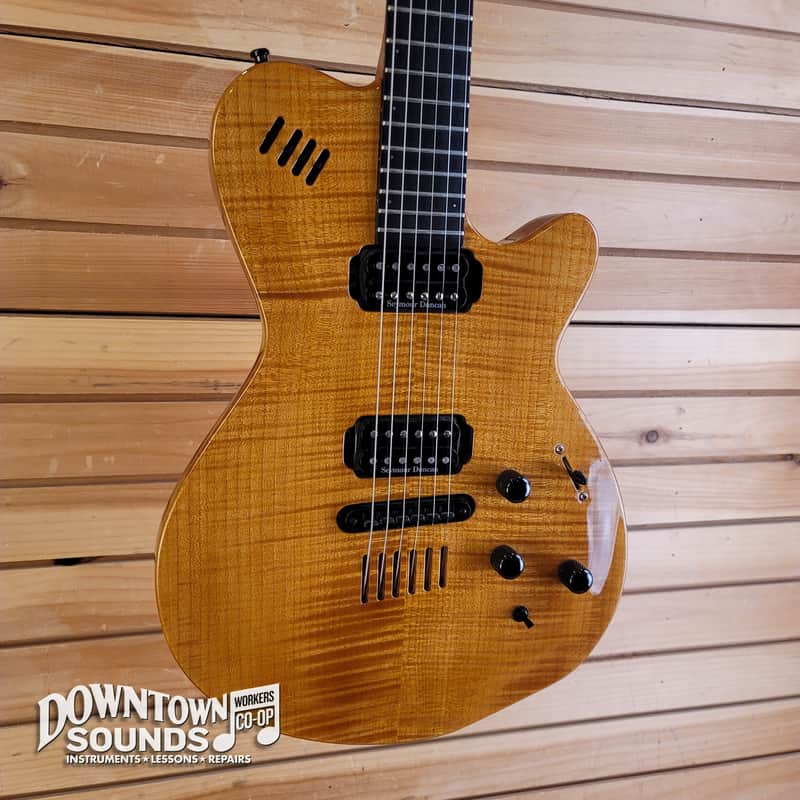 1995ish Godin LGX Electric Guitar with Godin Hard Case - Natural Flame Maple, 8lbs image 1