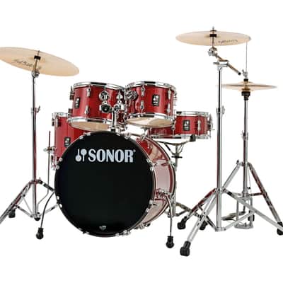 Sonor AQX Studio Drum Set w/ Hardware & Cymbals - Red Moon Sparkle image 3