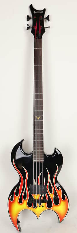 Brownsville New York Bat Electric Bass Guitar Hot Rod Flame w/ Gig Bag image 1