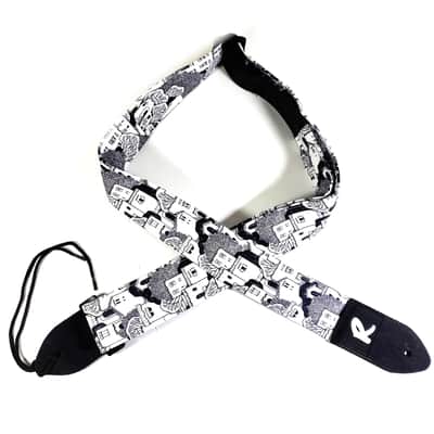Black and white House Guitar Strap -Cute House Guitar Strap - Black White Stacked House Guitar Strap-Double Padded image 5
