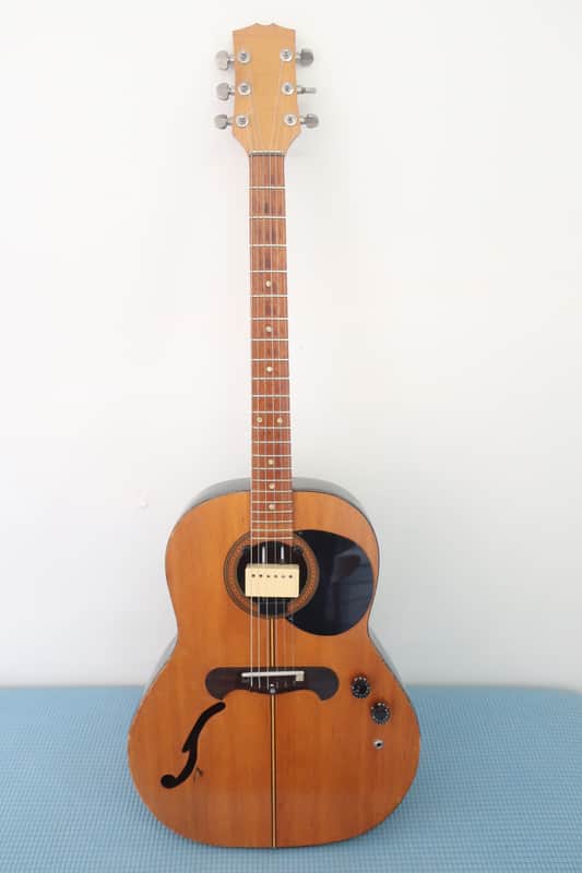 Weird Gear Alert! Flower Power! Vintage 1960s Unknown Home Made Acoustic Electro Guitar Hippy Height Ashbury Busker Scene Very Well Made With Rare Parts Vintage Rare DiMarzio Humbucker pickup & Patent Pending Grover Tuners 3+3 image 1