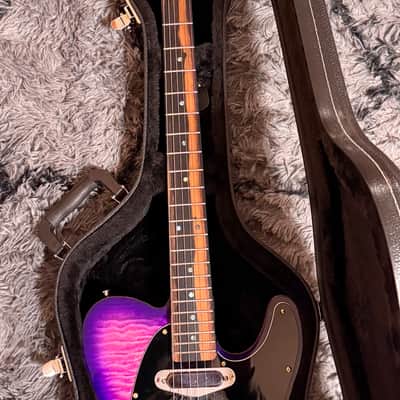 Custom Telecaster Mad Cat Partscaster – Quilted Purple Burst • Hipshot Locking Tuners • Lace Chrome Burner • Vintage Gold Foil w/hardshell case image 12