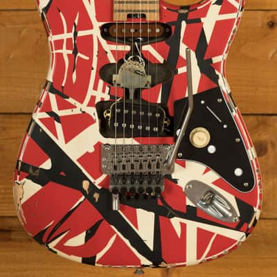 EVH Striped Series Frankenstein Frankie - Maple - Red with Black Stripes Relic image 1