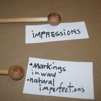 one pair new old stock (but ONE head has visible impressions) Mike Balter MB8B (8B) Hard Keyboard Mallets, 7/8" rosewood round HEADS and natural birch HANDLES - mid to late 1990s (+ packaging) Unwound Series image 16