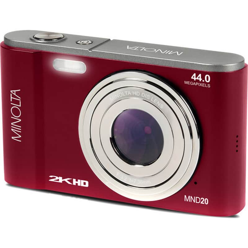 Minolta MND20 44 MP 2.7K Ultra HD Digital Camera, Red image 1