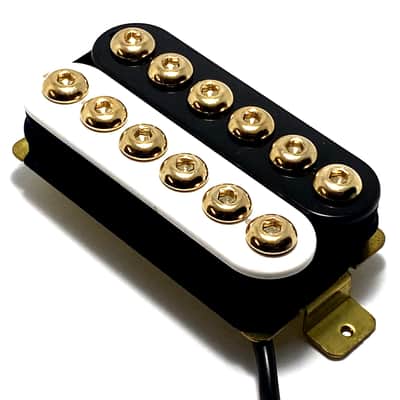 Dragonfire Zebra Crusader Bridge Position Dedicated Humbucker ~ White Black Zebra Style "B" with Gold Hex Poles image 1
