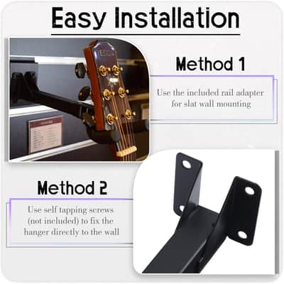 20 Pcs Guitar Hanger Wall Mount Guitar Hangers Hooks Holders with Slat Adapter 180° Adjustable Black Guitar Hook Stand Guitar Wall Mount for Acoustic Electric Bass Guitar image 4