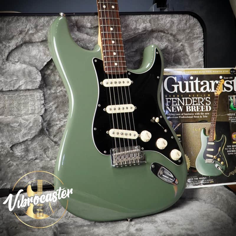 2017 Fender American Professional Stratocaster Rosewood Antique Olive w/Case and Coa