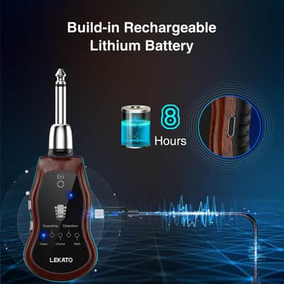 LEKATO Guitar Headphone Amp,Micro Electric Guitar Headphone Amp for Electric Guitar&Bass Rechargeable Bass Headphone Amplifier for Practice with 5 Effects(Clean Chorus Overdrive Distortion and Wah) image 6