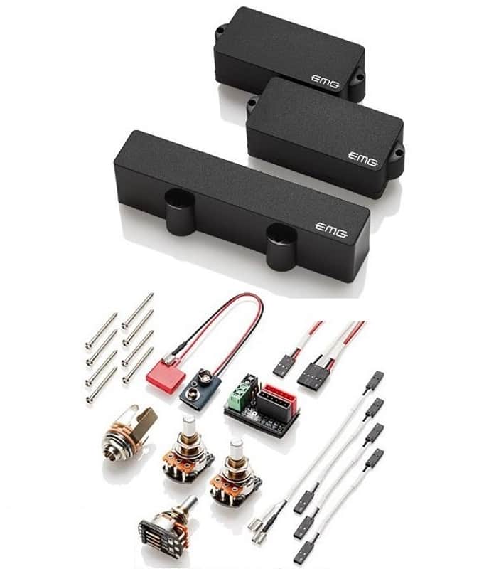 EMG P5J Black 5 String PJ Active Bass Precision P & J Jazz Pickup Set Pots & Solderless Wiring image 1