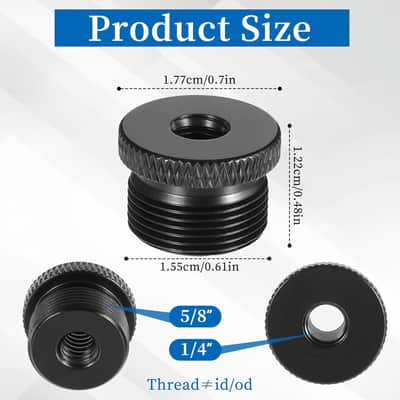 4 Pcs Mic Stand Adapter Microphone Stand Adapter 1/4 Female to 5/8 Male Screw Adapter Thread Tripod Screw Adapter for Microphone Stand Mount to Camera Tripod image 2