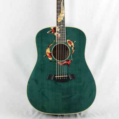 MINT 2000 Taylor GSLJ Living Jewels Aqua Blue Koi Fish Guitar! Bearclaw Quilted GS image 6